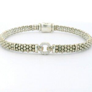 LAGOS Sterling Diamond Circle Caviar Bracelet 7.25"